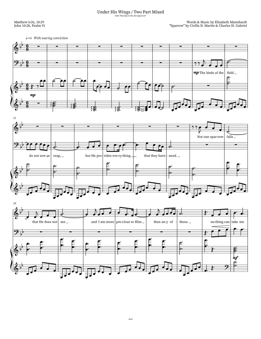 Under His Wings / Two Part Mixed 2-Part scores gallery preview page 1