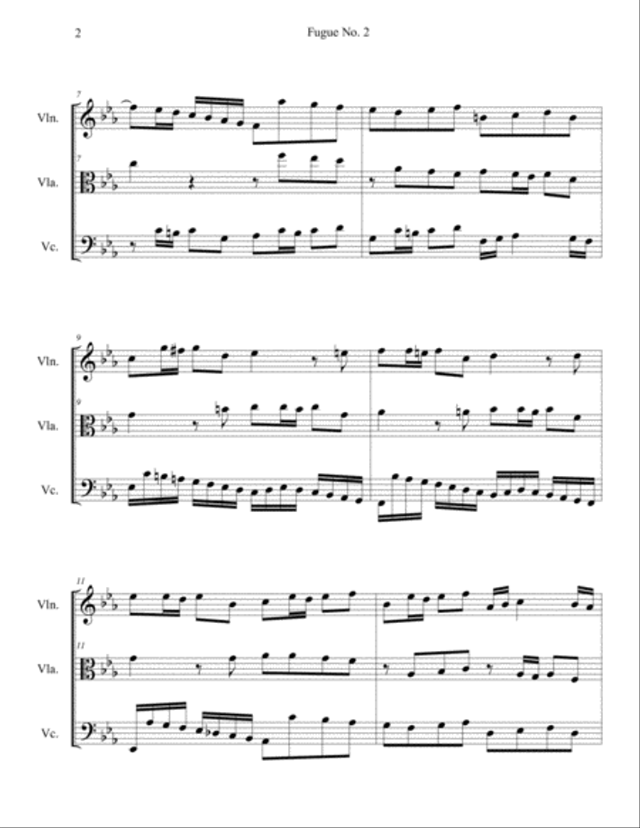 Bach - Fugue No. 2 in C minor, BWV 847 String Trio scores gallery preview page 2