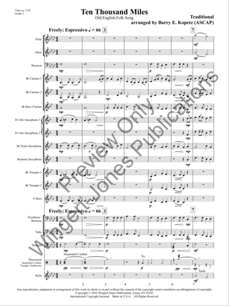 Ten Thousand Miles Ten Thousand Miles Concert Band scores gallery preview page 5
