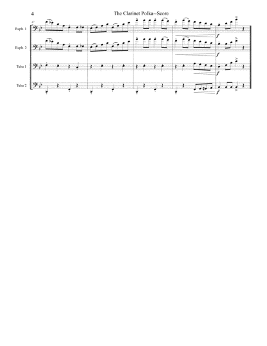Clarinet Polka - Tuba/Euphonium Quartet Clarinet Quartet scores gallery preview page 4