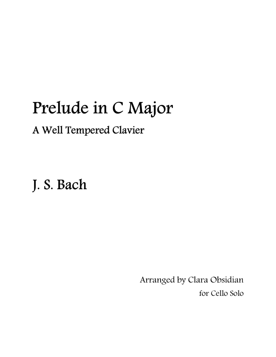 J.S. Bach: Prelude in C Major (The Well Tempered Clavier) for Cello Solo image number null