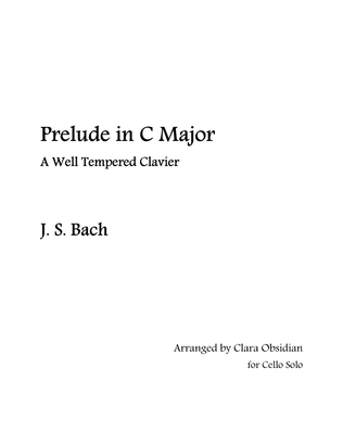 J.S. Bach: Prelude in C Major (The Well Tempered Clavier) for Cello Solo