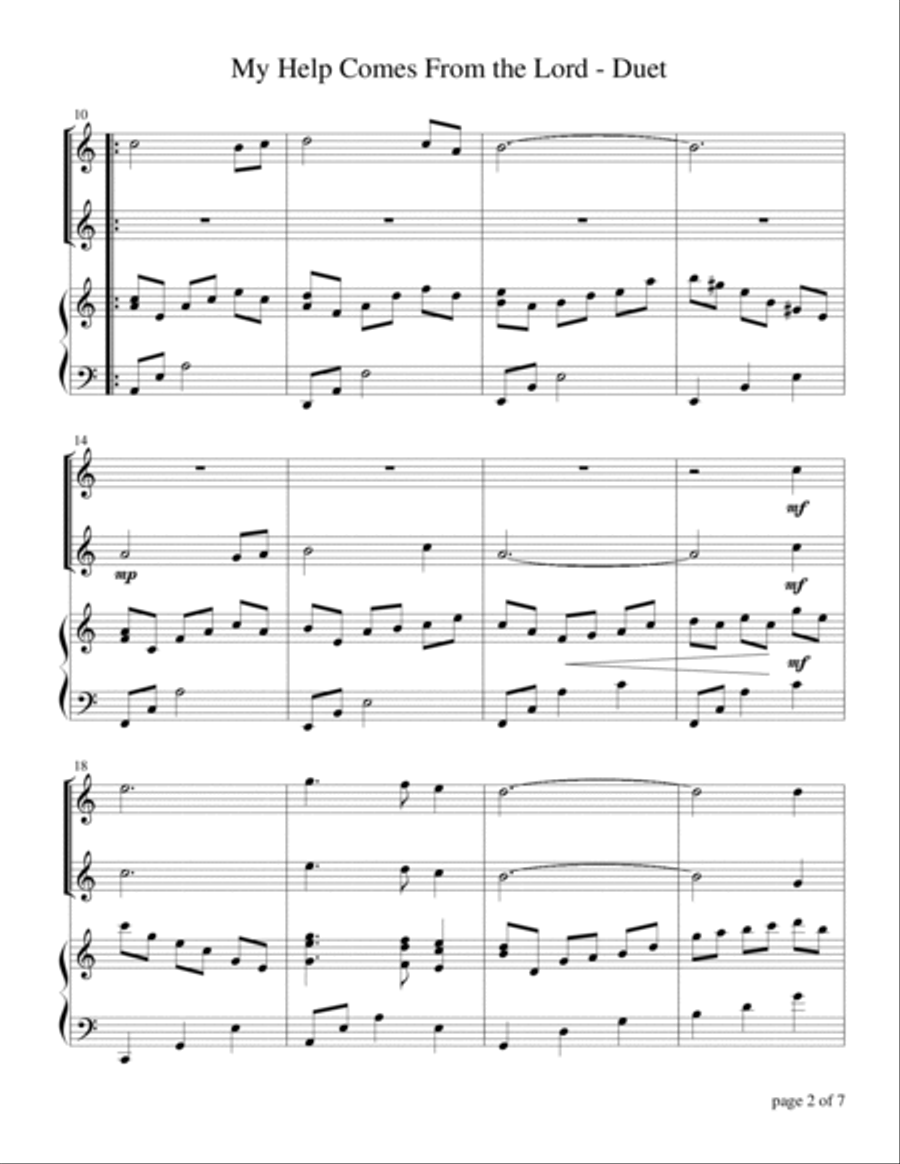 My Help Comes From the Lord ~ Psalm 121 (Violin and/or Flute Duet with Piano Accompaniment) Flute scores gallery preview page 6