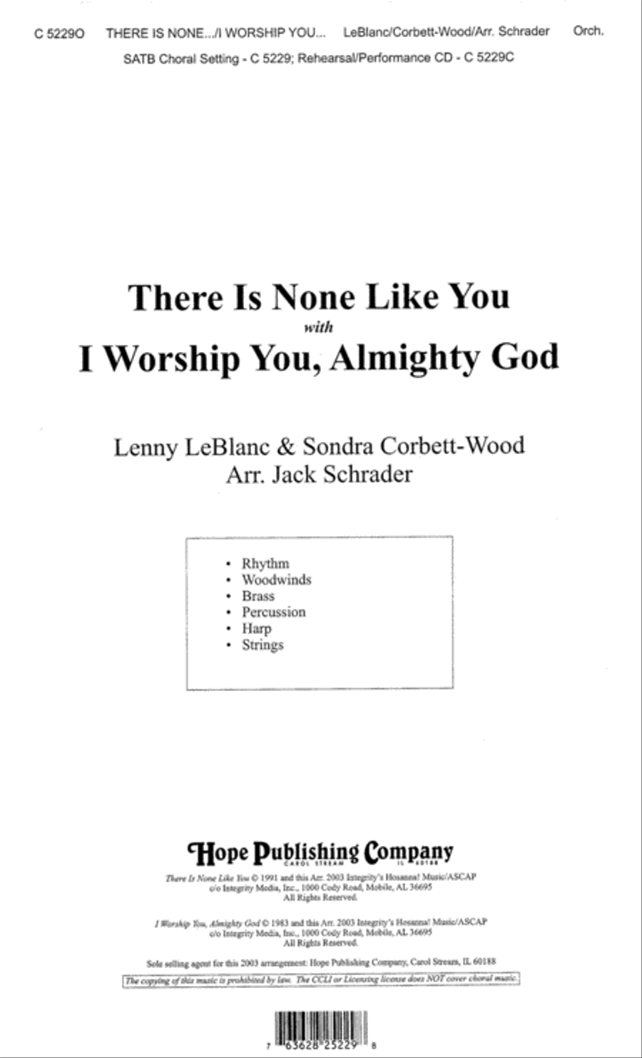 There Is None Like You with I Worship You, Almighty God Orchestra scores gallery preview page 1