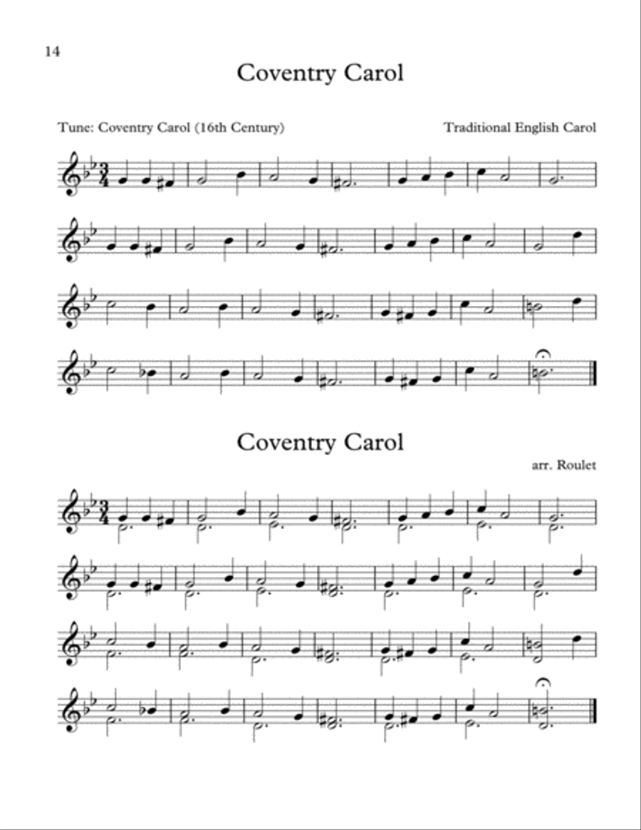 Coventry Carol (arr. Patrick Roulet) Christmas scores gallery preview page 1