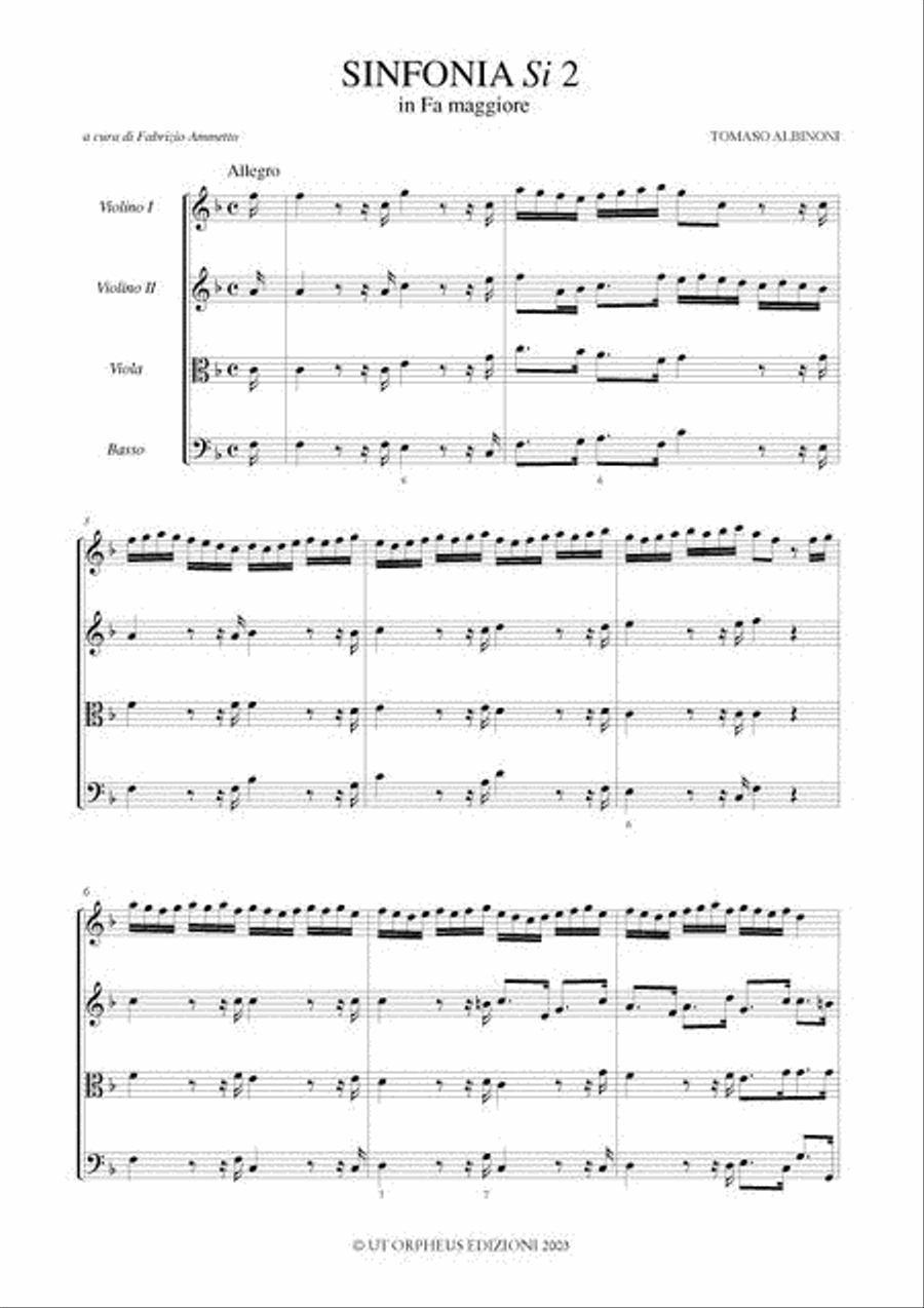 Sinfonias ‘a quattro’ without Opus number for 2 Violins, Viola and Basso - Vol. 1: Sinfonia in F major, Si 2. Critical Edition Orchestra scores gallery preview page 2