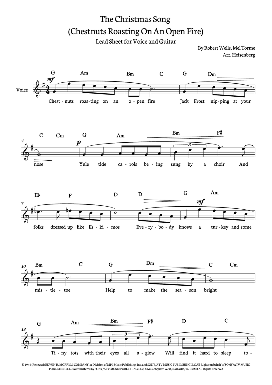The Christmas Song (chestnuts Roasting On An Open Fire) by Michael Buble Electric Guitar - Digital Sheet Music