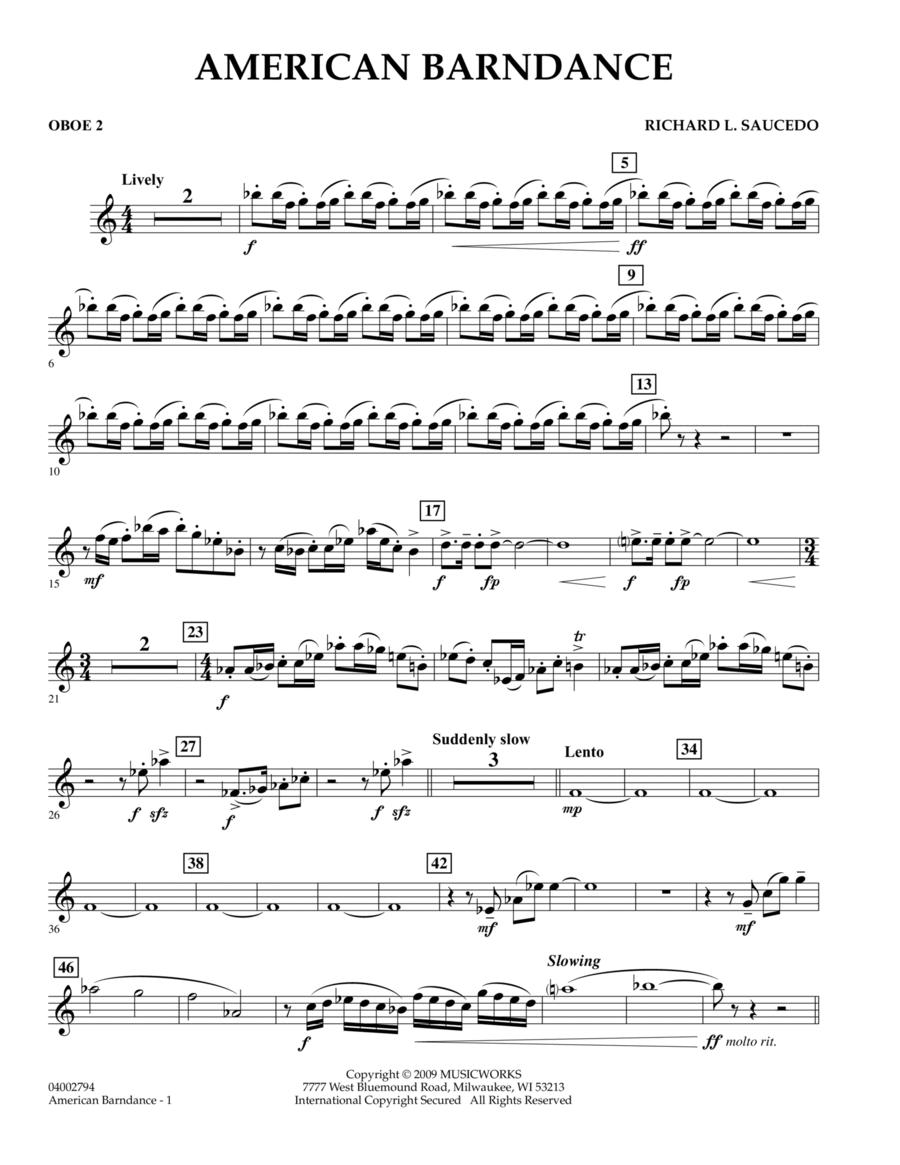 American Barndance - Oboe 2 Concert Band scores gallery preview page 1
