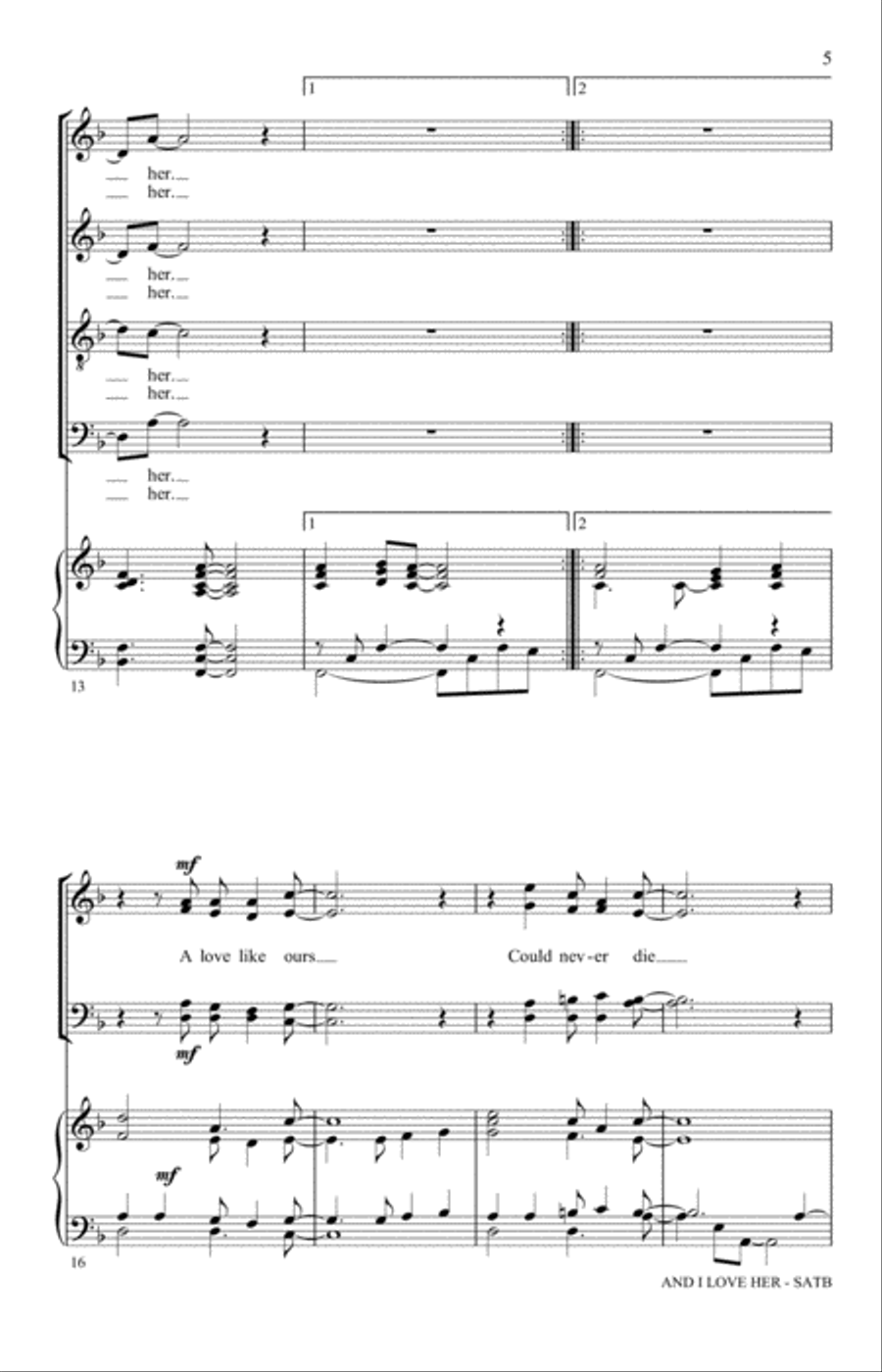 And I Love Her (arr. Philip Lawson) 4-Part scores gallery preview page 3