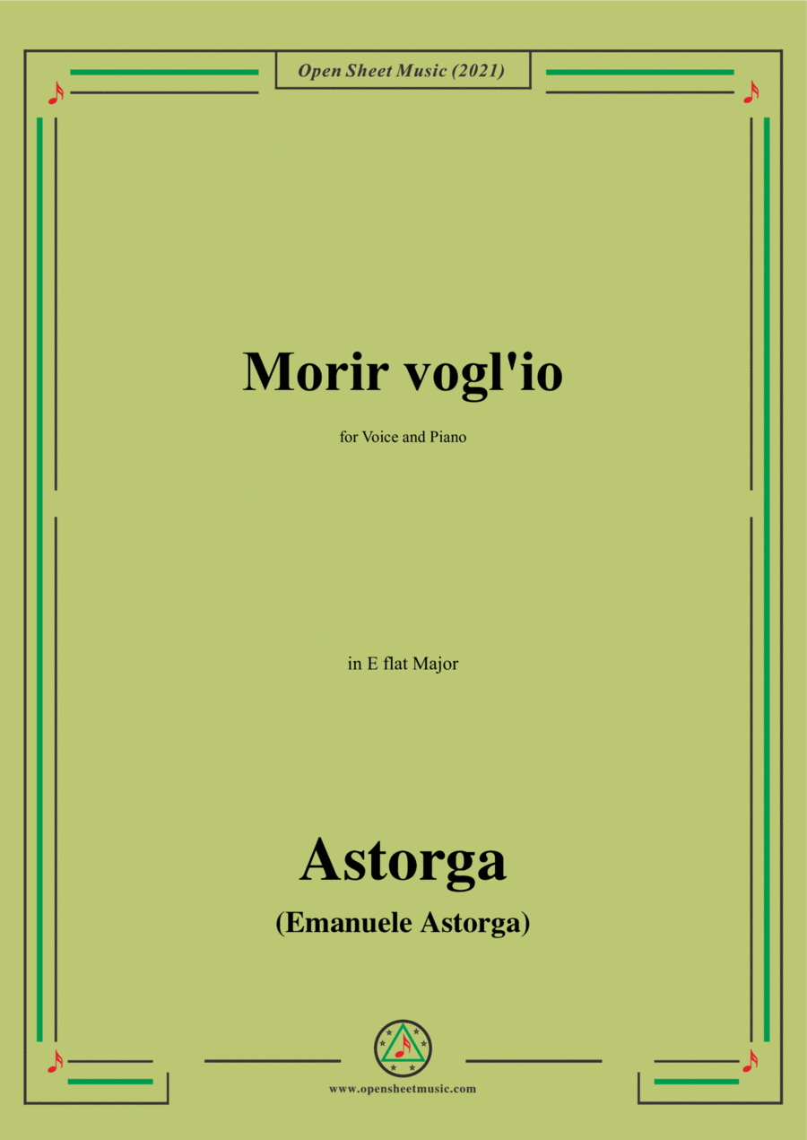 Astorga-Morir voglio,in E flat Major,for Voice and Piano Voice Solo scores gallery preview page 1