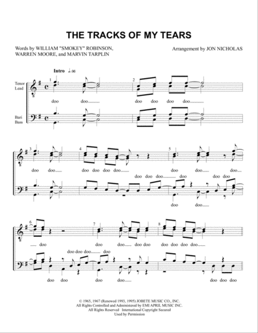 The Tracks Of My Tears TTBB scores gallery preview page 1