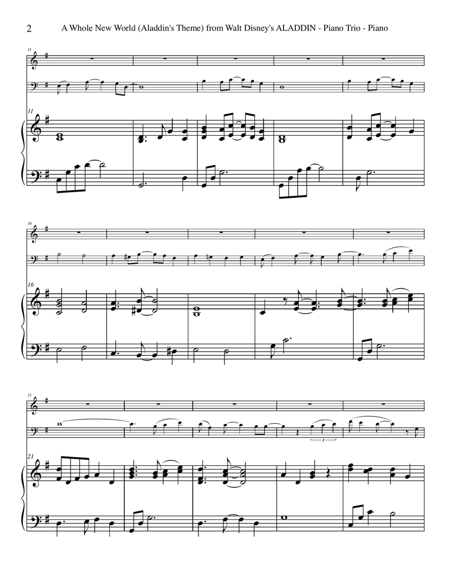 A Whole New World (from 'Aladdin') Piano Trio scores gallery preview page 2