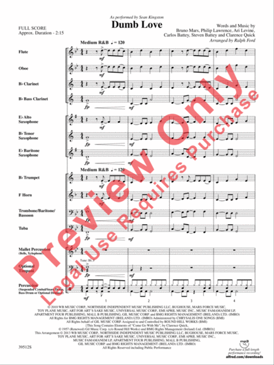 Dumb Love Concert Band scores gallery preview page 3
