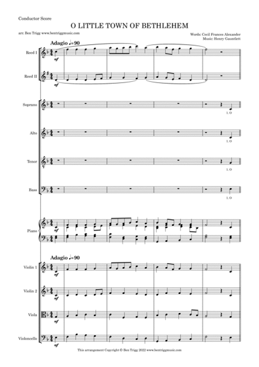 O Little Town of Bethlehem (in Concert F) – SATB, String 4tet, Piano, flexible woodwind image number null