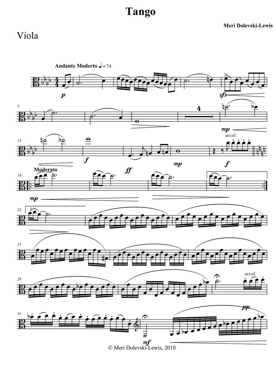 Tango for Viola and Piano Piano scores gallery preview page 1