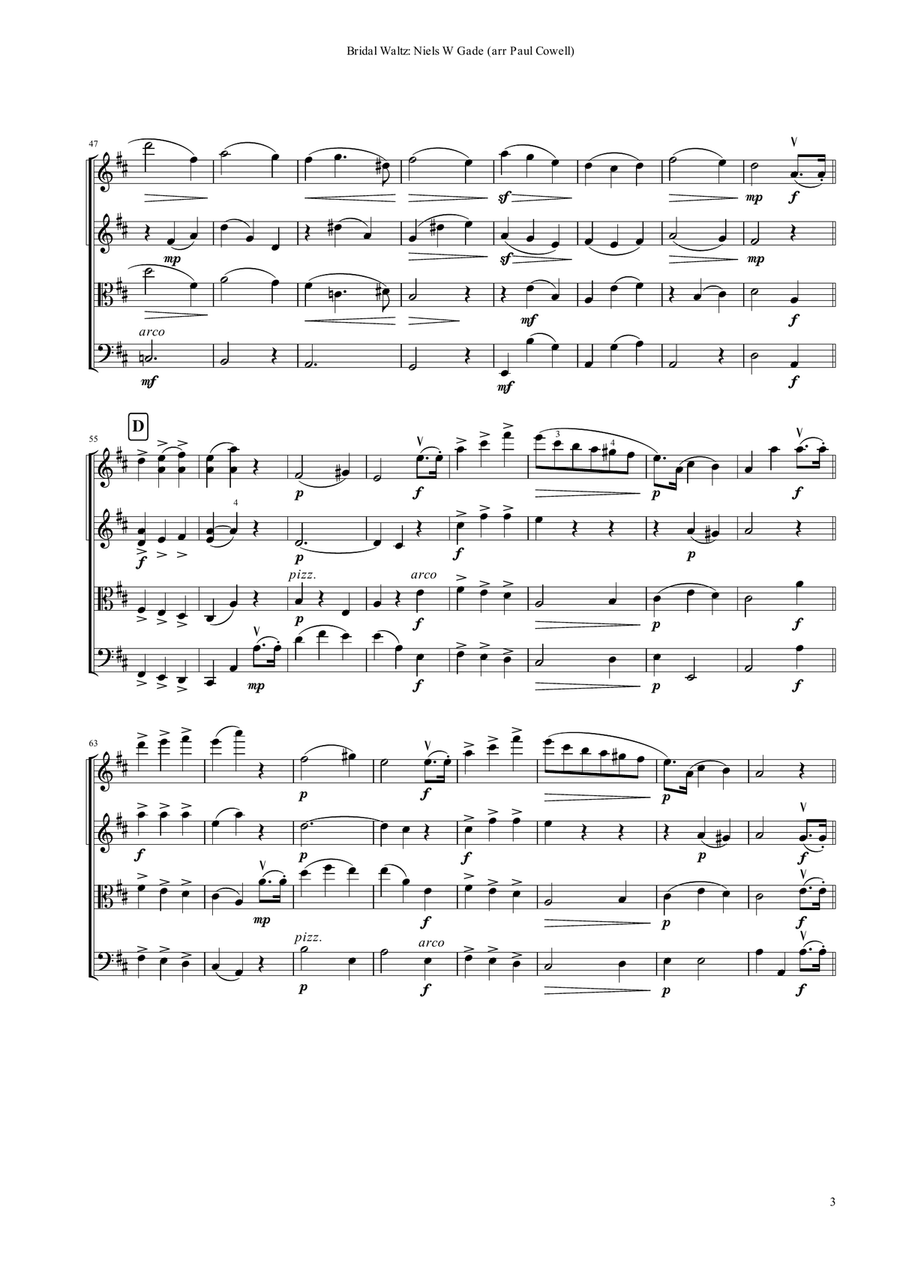 NIELS GADE Bridal Waltz for string quartet String Quartet scores gallery preview page 5
