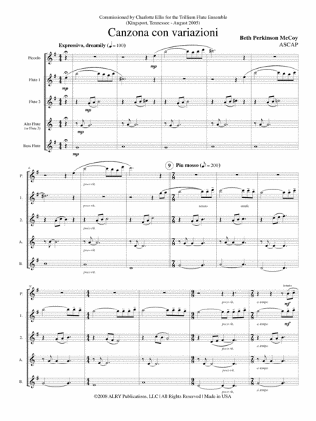 Canzona con Variazioni for Flute Choir image number null