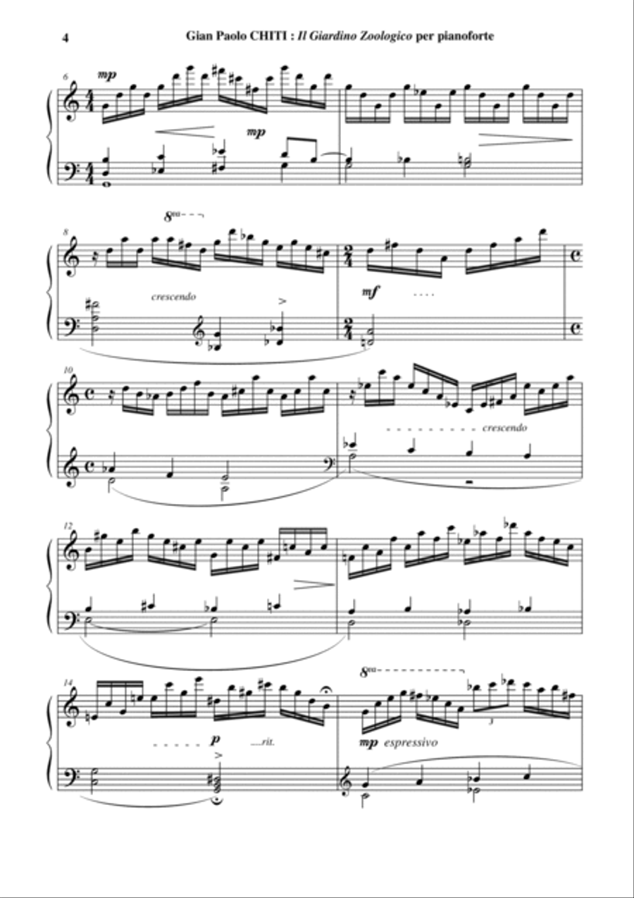 Gian Paolo Chiti : Il Giardino Zoologico for piano (Intermediate level) Piano Solo scores gallery preview page 5