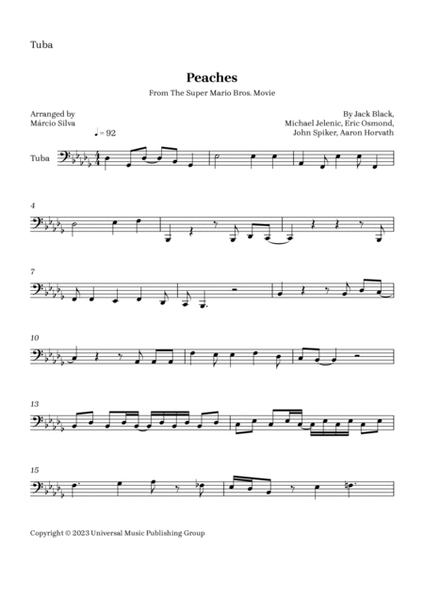 Peaches-Partitura-Piano-SUPER MARIO BROS-PDF-Peaches-Partitura-Piano-PDF-Bm  en 2023