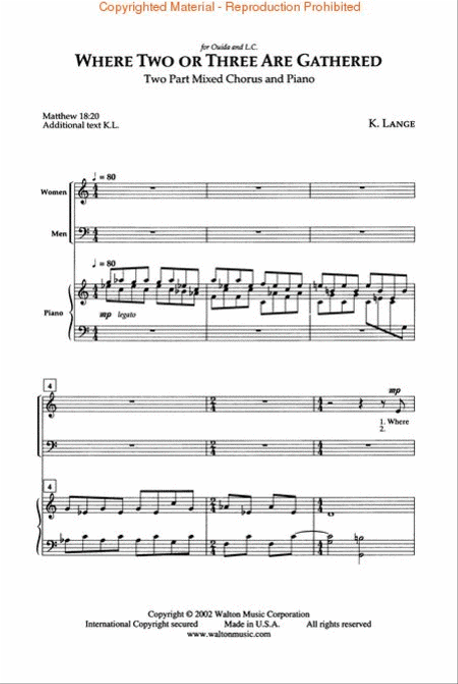 Where Two or Three Are Gathered 2-Part scores gallery preview page 2