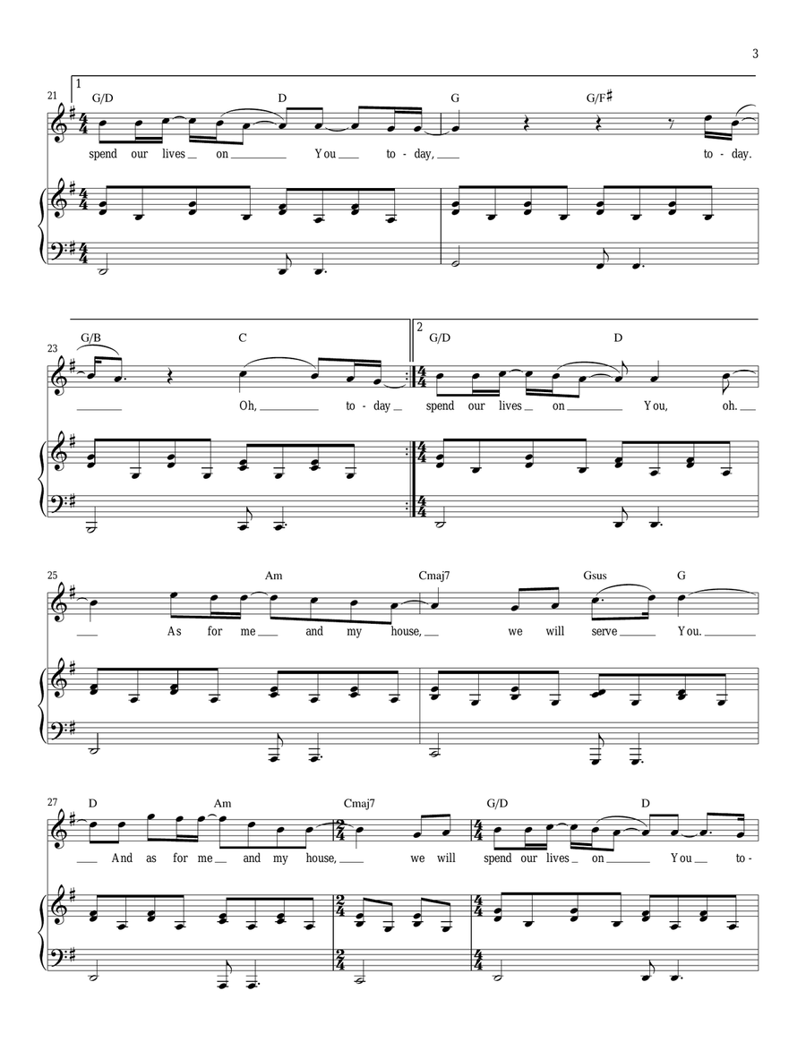Today (As For Me And My House) Piano, Vocal scores gallery preview page 3