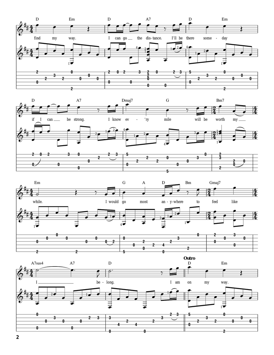 Go The Distance (from Hercules) Acoustic Guitar scores gallery preview page 2
