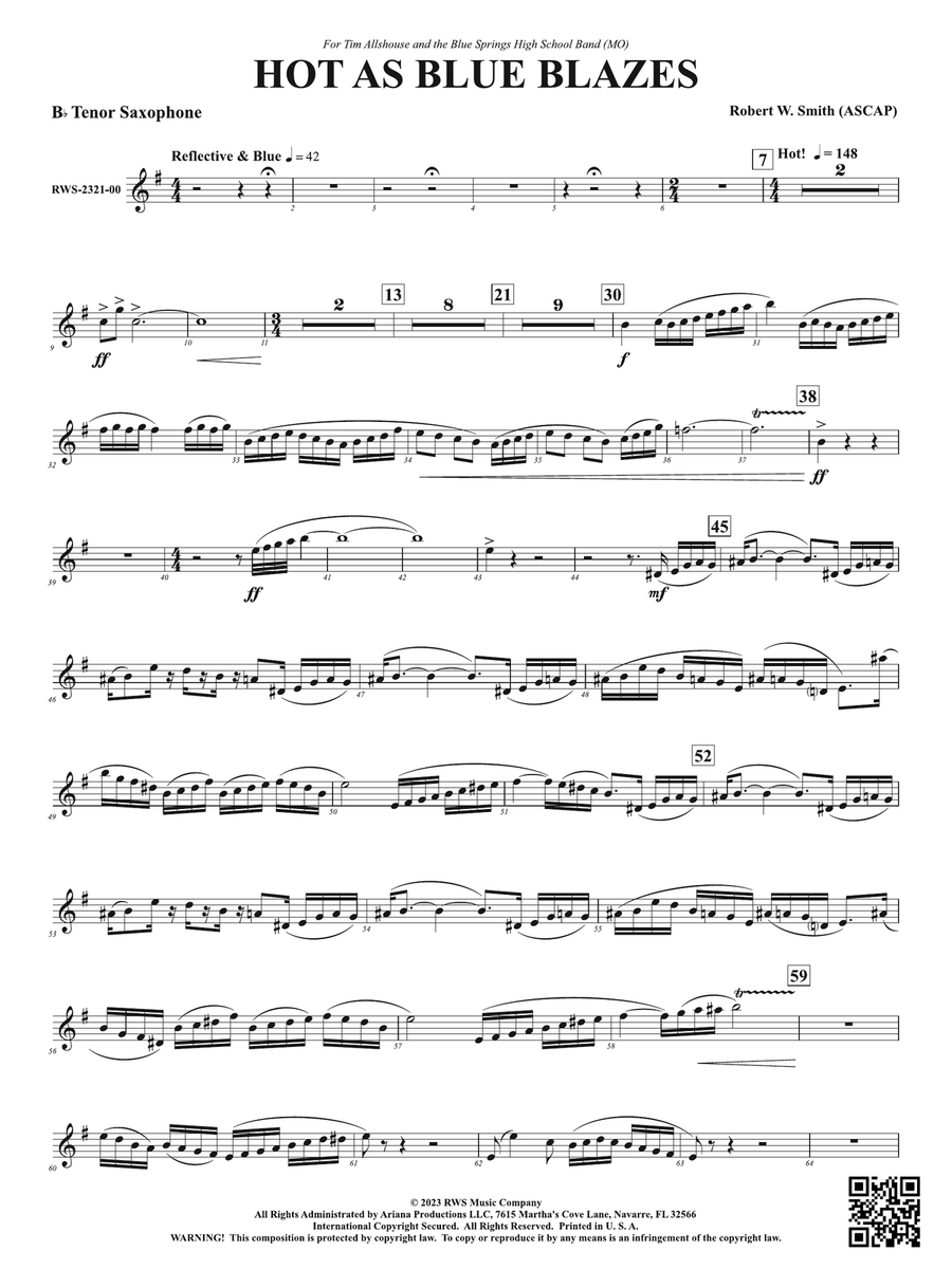 Hot As Blue Blazes: B-flat Tenor Saxophone Tenor Saxophone scores gallery preview page 1
