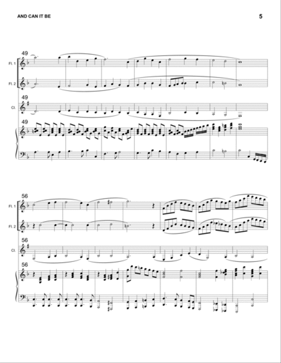 AND CAN IT BE - 2 FLUTES & CLARINET with Piano Accompaniment Small Ensemble scores gallery preview page 5
