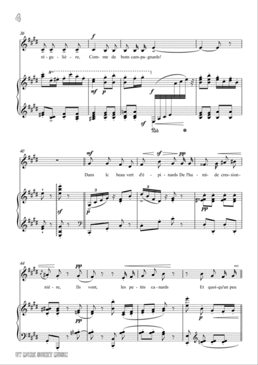 Chabrier-Villanelle des petits canards in E Major,for voice and piano Voice Solo scores gallery preview page 6