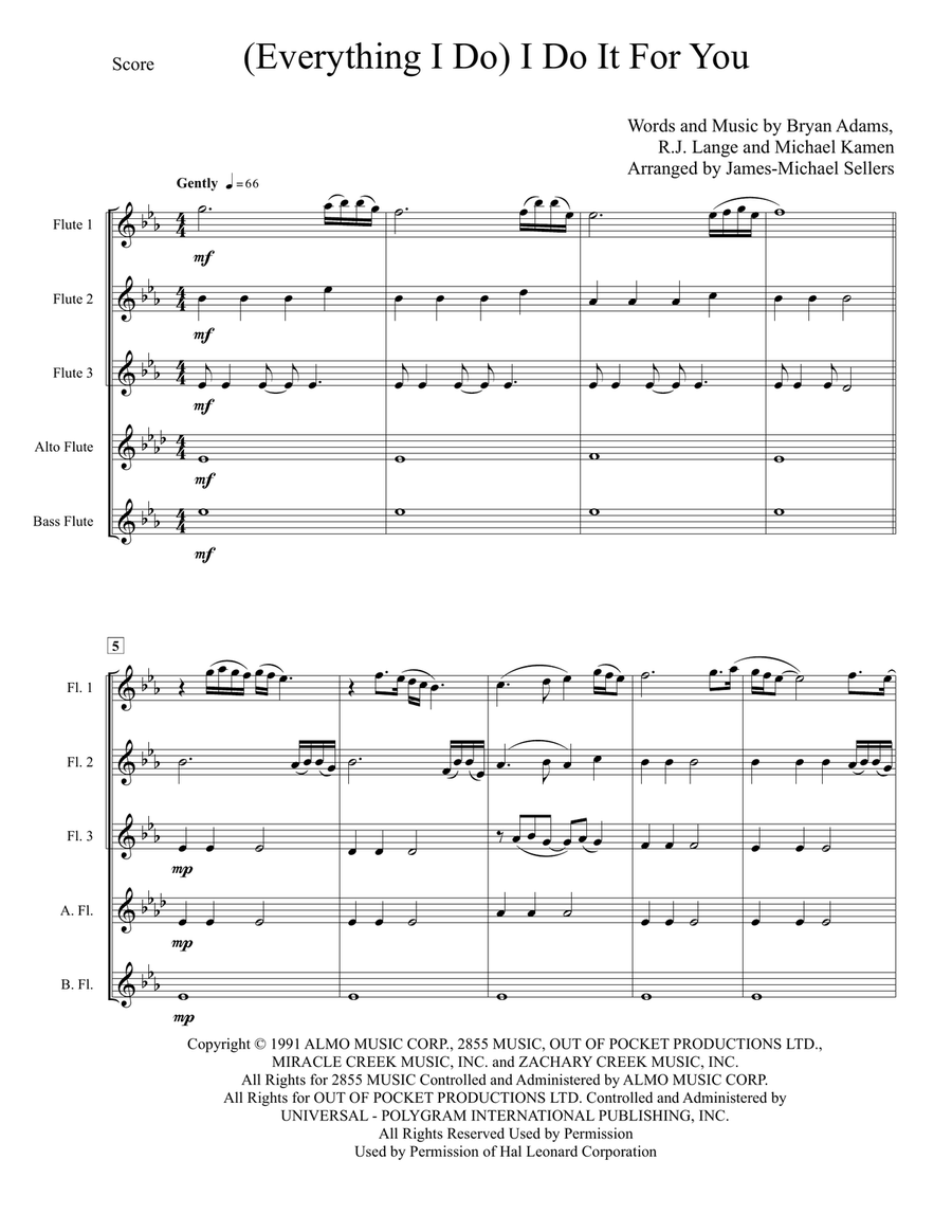 (Everything I Do) I Do It For You by Bryan Adams Woodwind Quintet - Digital Sheet Music
