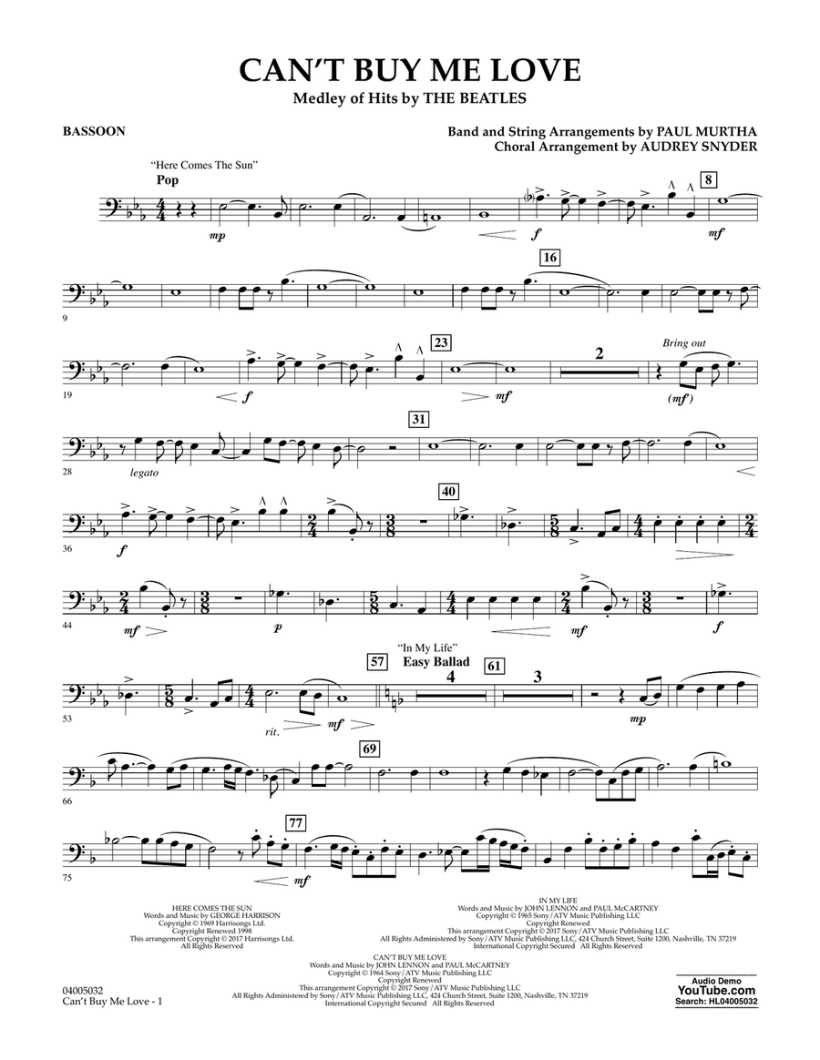 Can't Buy Me Love - Bassoon Concert Band scores gallery preview page 1