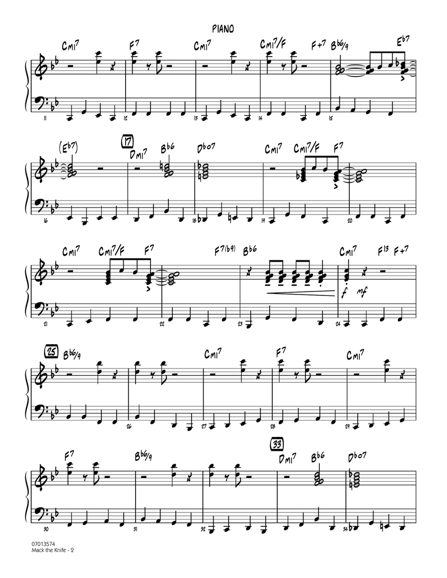 Mack The Knife (arr. Rick Stitzel) - Piano Jazz Ensemble scores gallery preview page 2