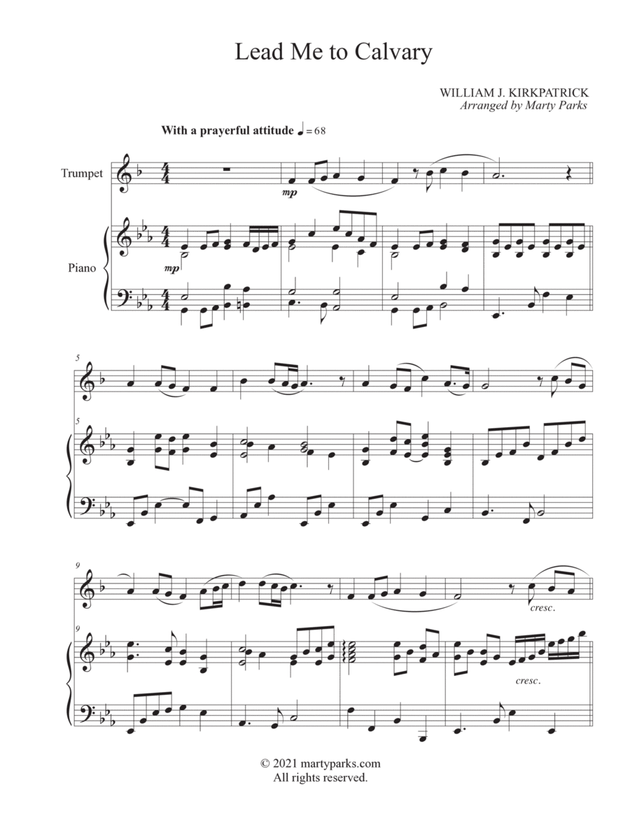 Lead Me to Calvary (Trumpet-Piano) Trumpet Solo scores gallery preview page 1