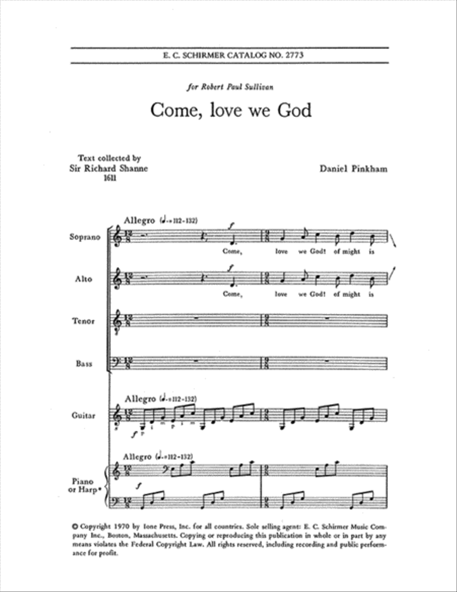 Come, Love We God 4-Part scores gallery preview page 1