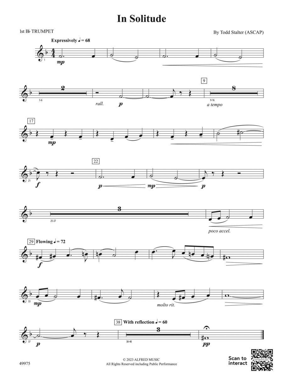 In Solitude: 1st B-flat Trumpet Concert Band scores gallery preview page 1