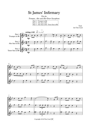 St James' Infirmary. Trio for Trumpet, Alto Sax and Alto/Tenor Sax