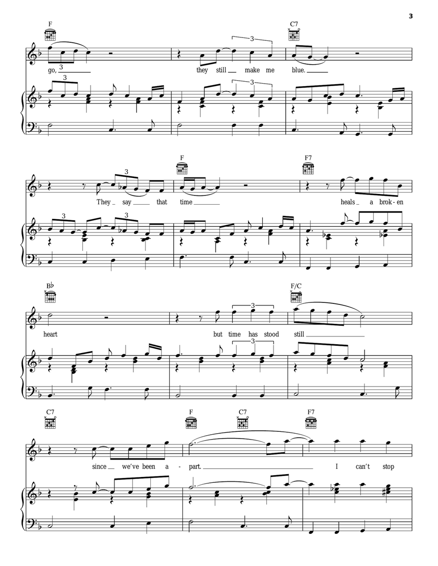 I Can't Stop Loving You Piano, Vocal, Guitar scores gallery preview page 3