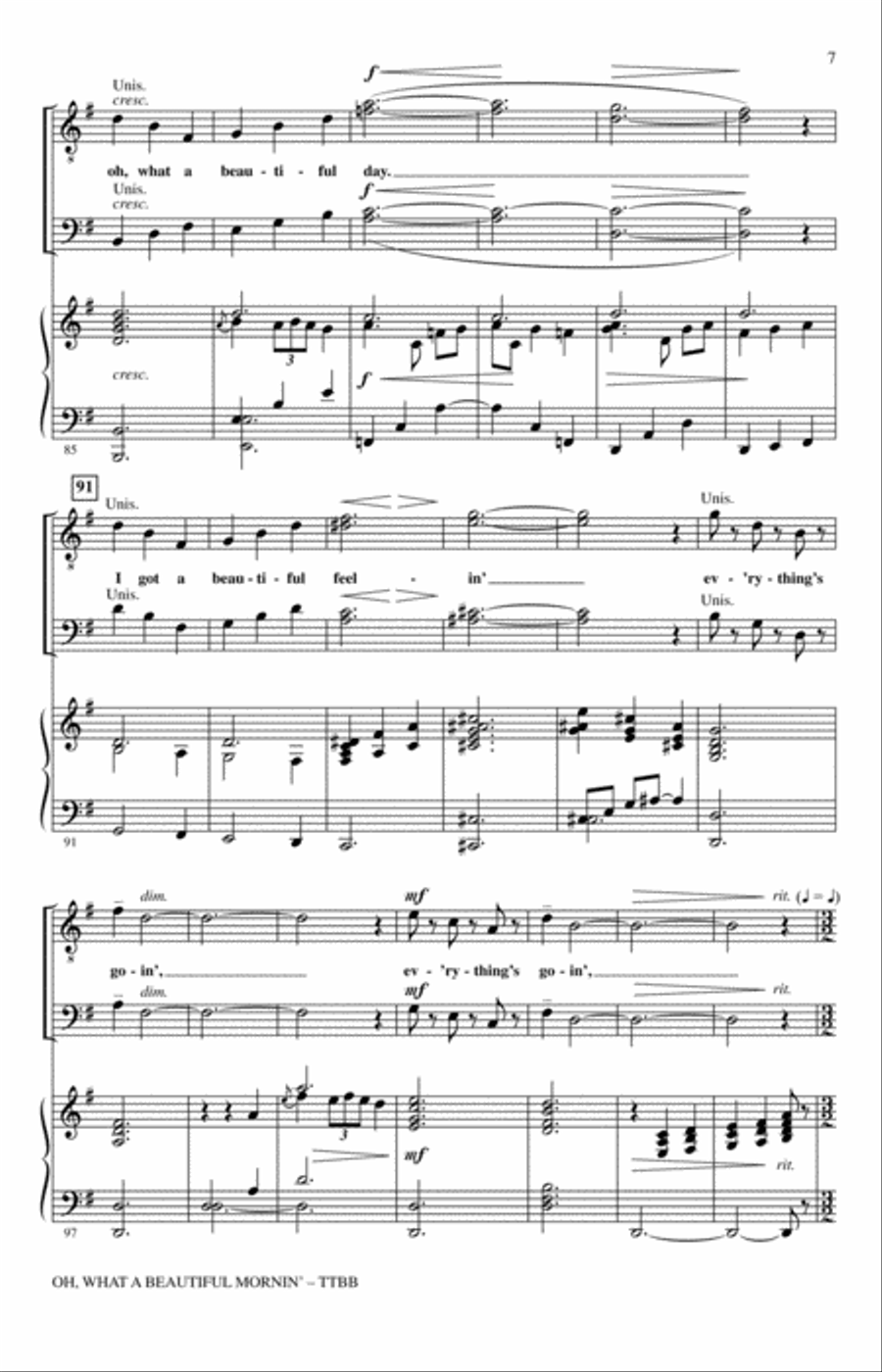 Oh, What A Beautiful Mornin' (from Oklahoma) (arr. Buryl Red & Joseph Joubert) TTBB scores gallery preview page 6