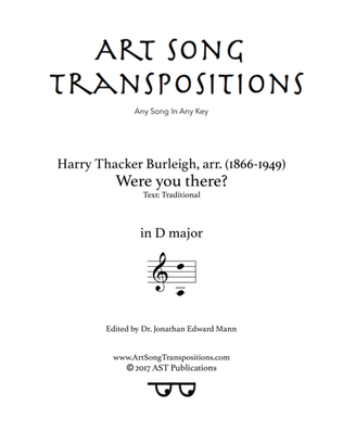 Book cover for BURLEIGH: Were you there? (transposed to D major)