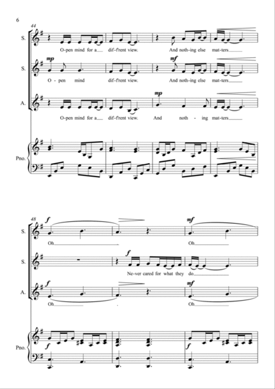 Nothing Else Matters SSA scores gallery preview page 6
