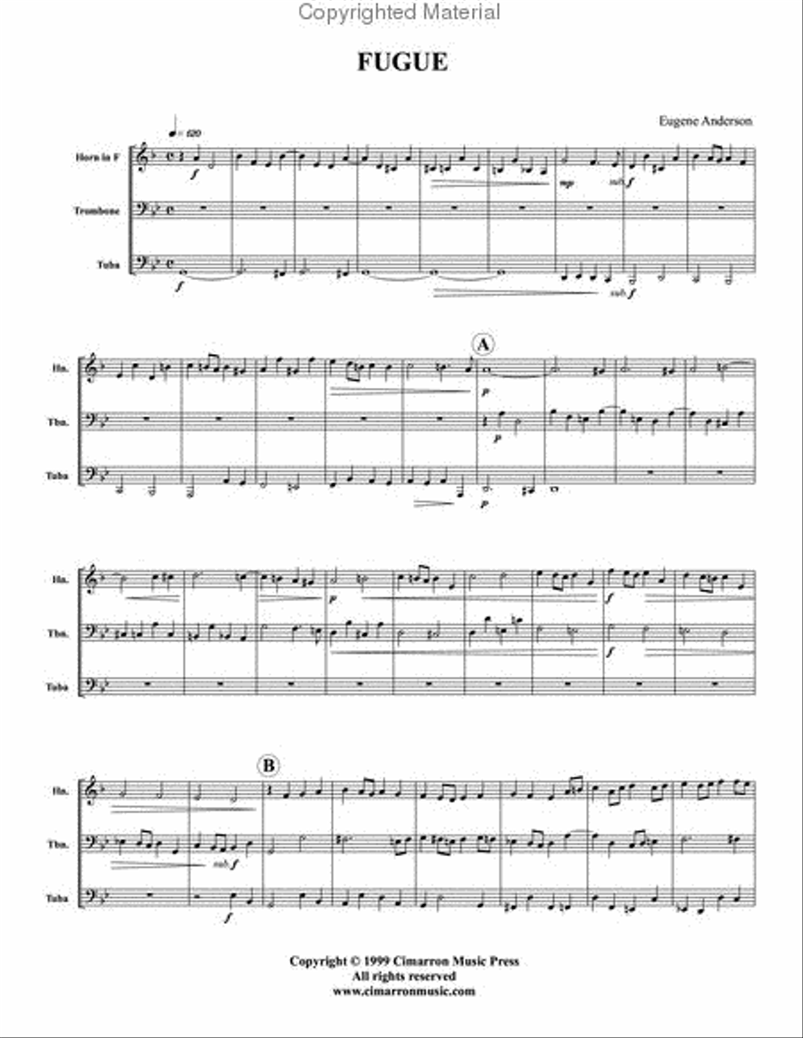 Fugue for Low Brass Trio Brass Trio scores gallery preview page 2