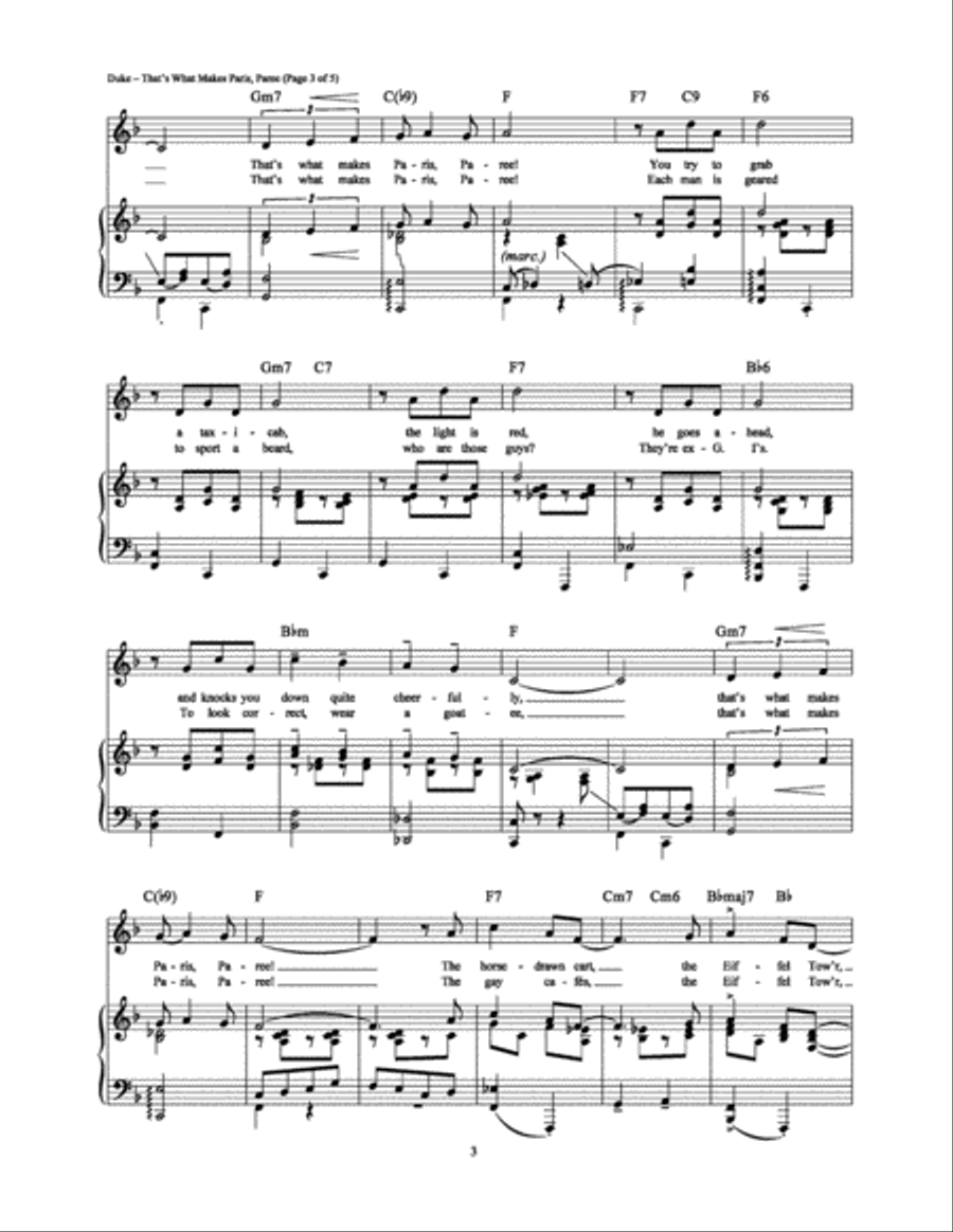 That's What Makes Paris, Paree Piano, Vocal, Guitar scores gallery preview page 3