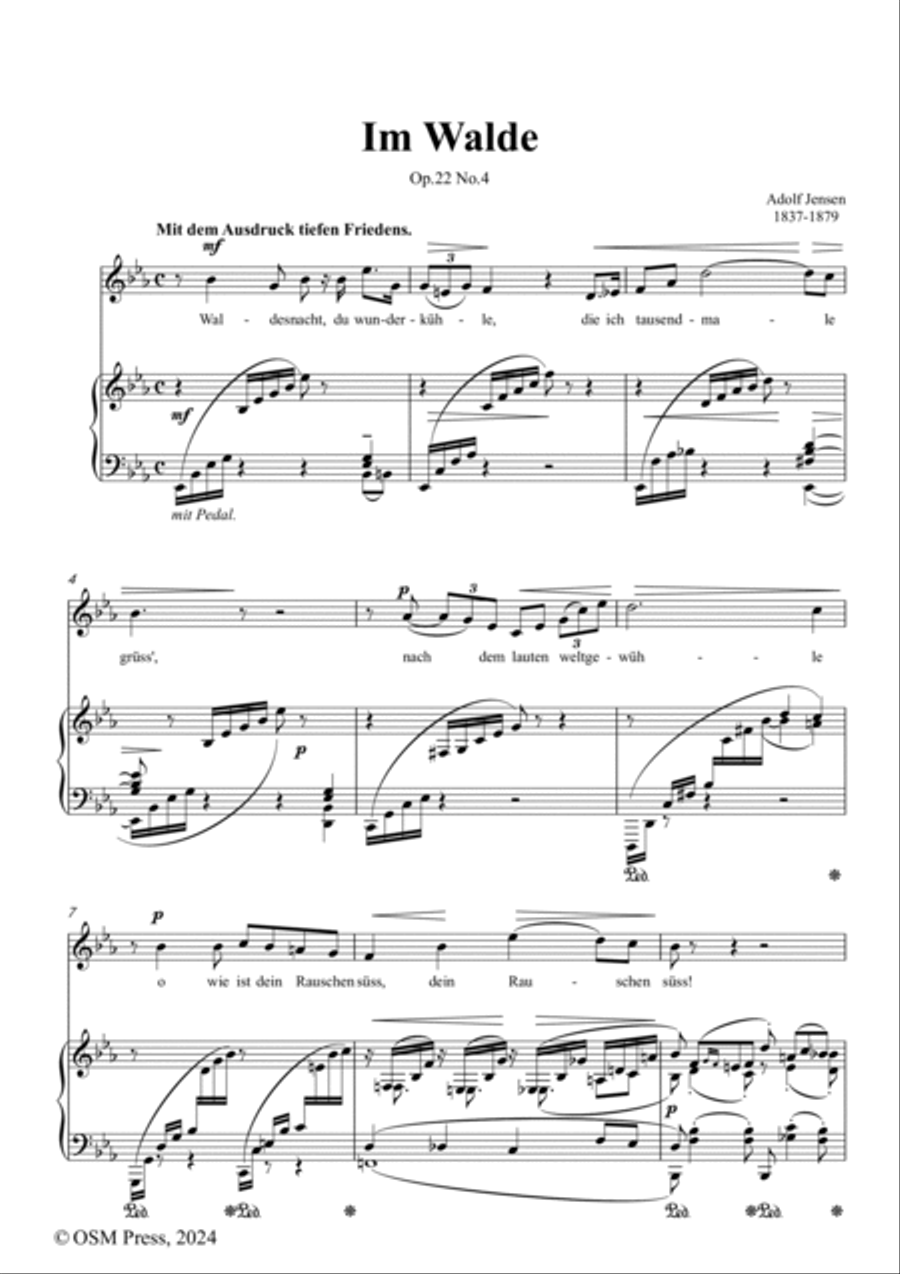 A. Jensen-Im Walde(Waldesnacht du wunderkühle),in E flat Major,Op.22 No.4 Voice scores gallery preview page 2