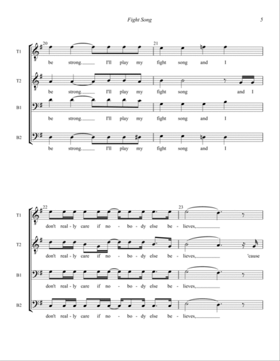 Fight Song (arr. Wayne Grimmer) TTBB scores gallery preview page 5