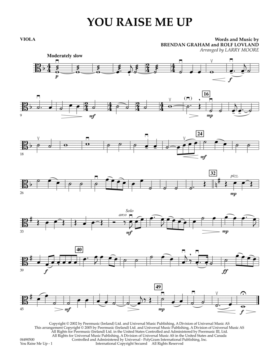 You Raise Me Up - Viola String Quartet scores gallery preview page 1