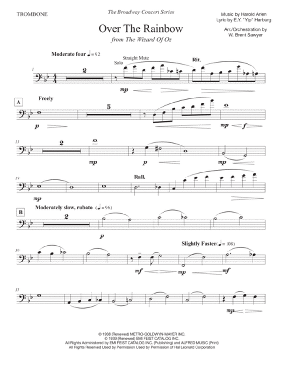 Over The Rainbow (from The Wizard Of Oz) - Trombone Part image number null