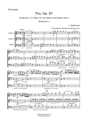 Book cover for Beethoven, L. - Trio in C., Op. 87, Arranged for 2 Violins and Cello