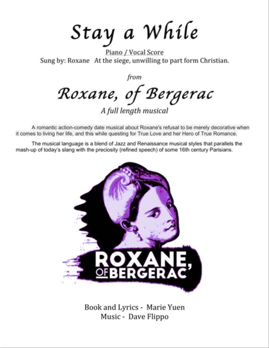 STAY A WHILE - from Roxane, of Bergerac - a full length musical Voice scores gallery preview page 1