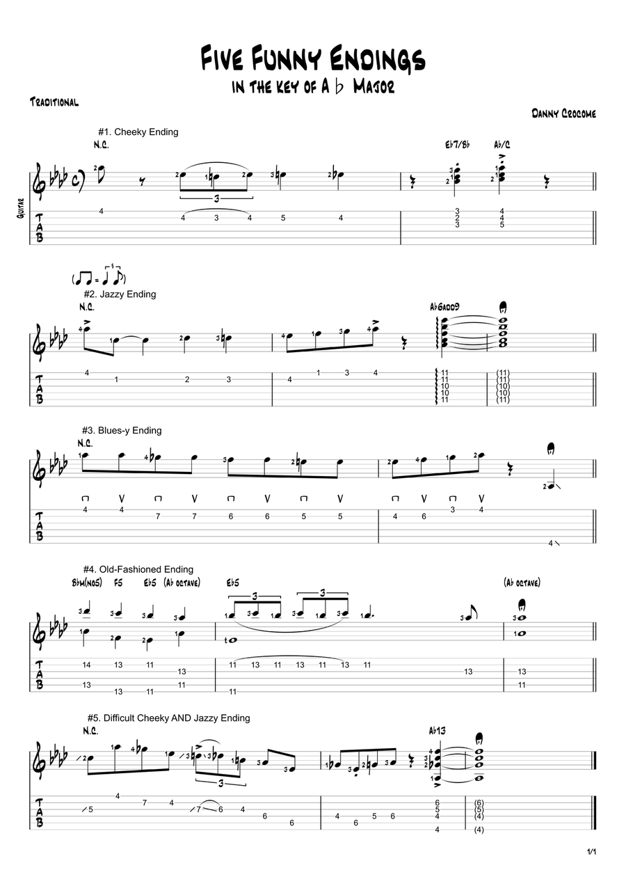 Five Funny Endings (in the key of Ab Major) Electric Guitar scores gallery preview page 1