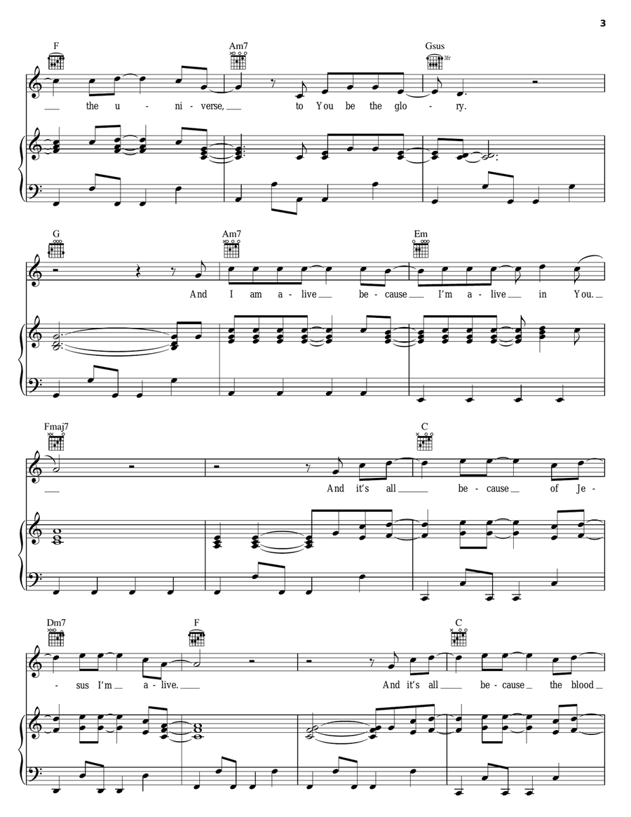 All Because Of Jesus Piano, Vocal, Guitar scores gallery preview page 3